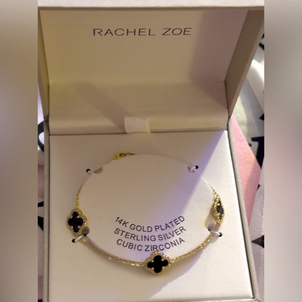 Brand New Rachel Zoe 14kt Gold Plated Sterling Silver Cubic Zirconia Bracelet 65$